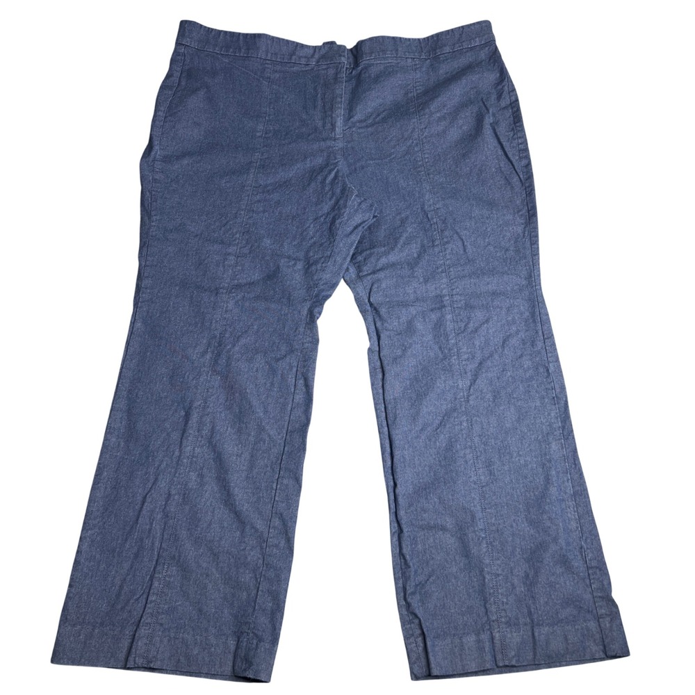 Talbots Blue Portland Trouser Wide Leg Pants Side Zip Petite 22WP